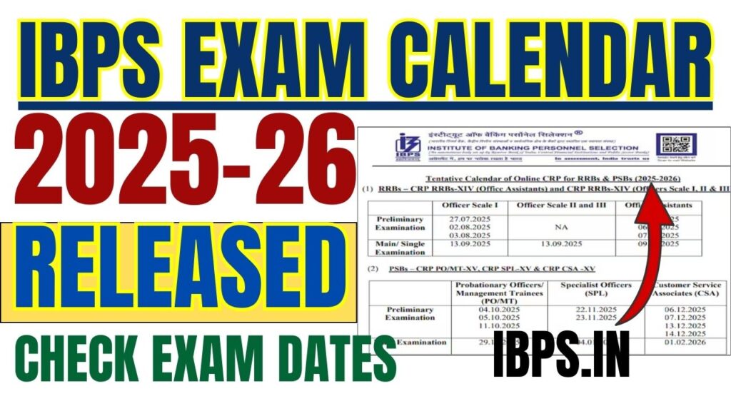 IBPS Exam Calendar 2025-26